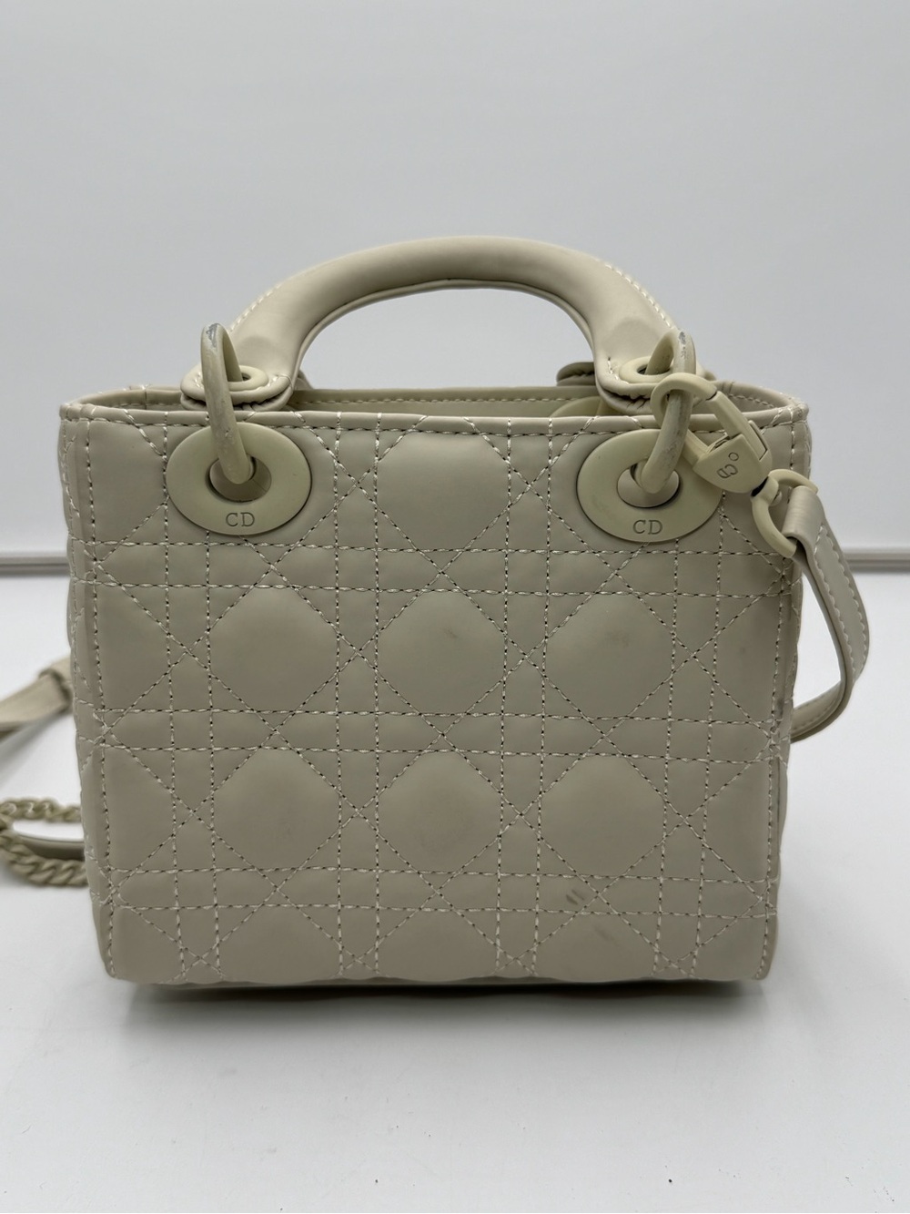 Christian Dior Mini Lady Dior Cannage Beige Bag D15-BO-0160 Made Italy - Picture 2 of 9